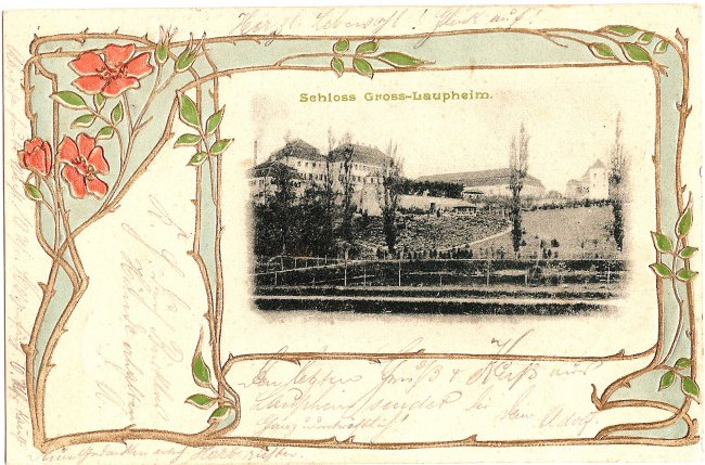 Schloss Gross-Laupheim (Vorderseite der Ansichtskarte)