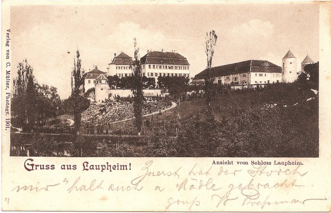 Gruß aus Laupheim (Vorderseite der Ansichtskarte)