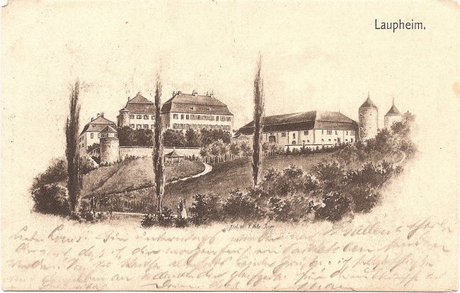 Schloss Großlaupheim (Vorderseite der Ansichtskarte)