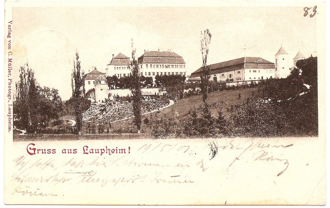 Gruß aus Laupheim (Vorderseite der Ansichtskarte)