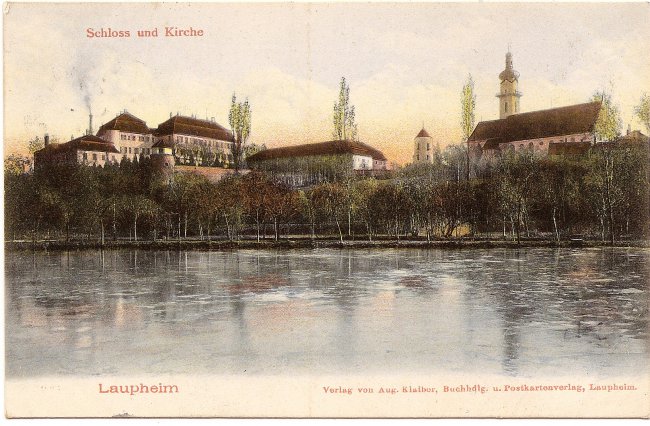 Schloss Großlaupheim (Vorderseite der Ansichtskarte)