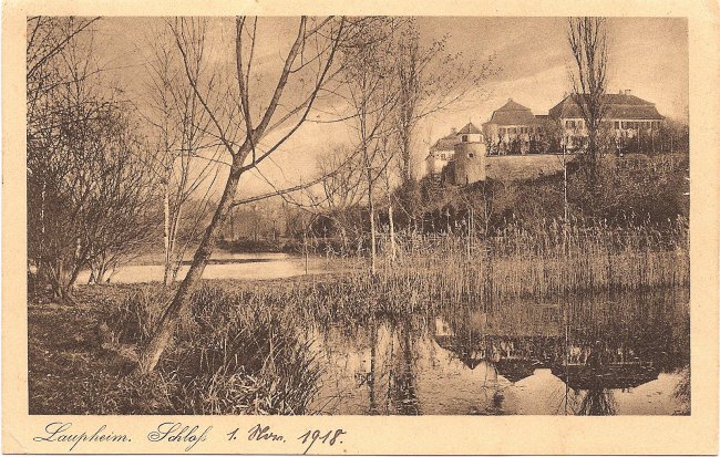 Schloss Großlaupheim (Vorderseite der Ansichtskarte)