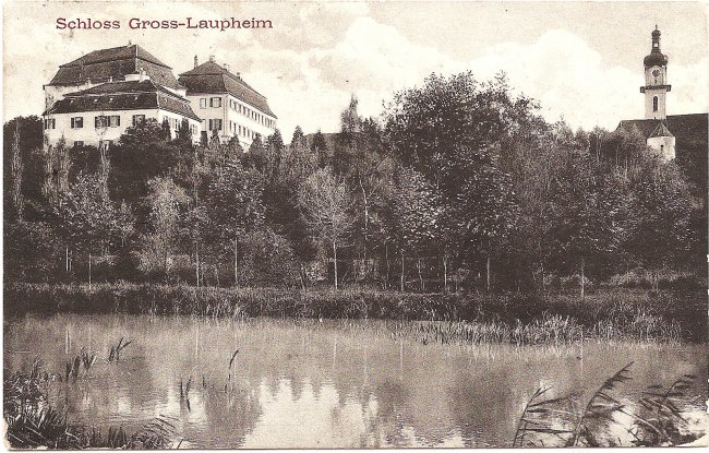 Schloss Großlaupheim (Vorderseite der Ansichtskarte)