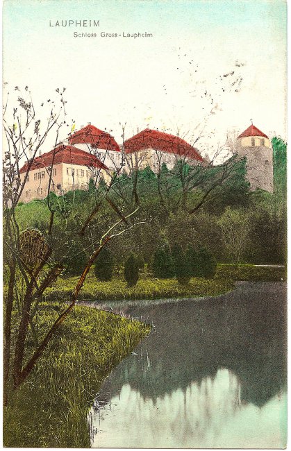 Schloss Großlaupheim (Vorderseite der Ansichtskarte)