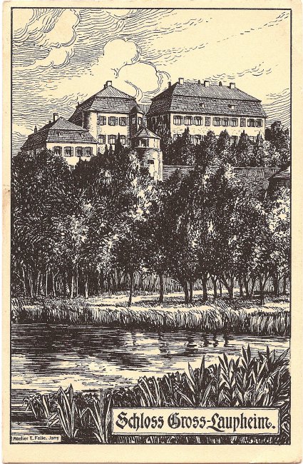 Schloss Großlaupheim (Vorderseite der Ansichtskarte)