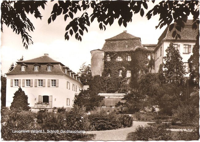 Schloss Großlaupheim (Vorderseite der Ansichtskarte)