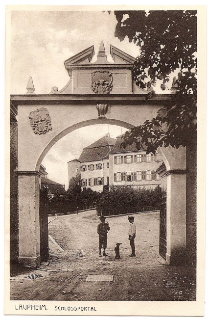 Laupheim Schlossportal (Vorderseite der Ansichtskarte)