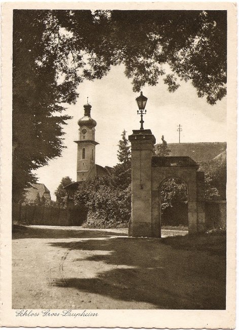 Schloss Gross-Laupheim (Vorderseite der Ansichtskarte)