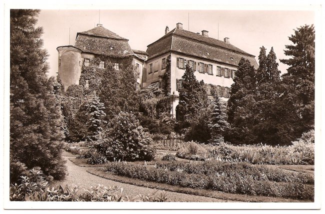 Schloss Großlaupheim (Vorderseite der Ansichtskarte)