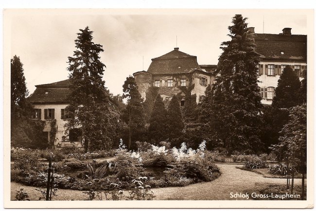 Schloß Gross-Laupheim (Vorderseite der Ansichtskarte)