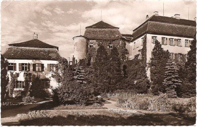 Schloss Großlaupheim (Vorderseite der Ansichtskarte)