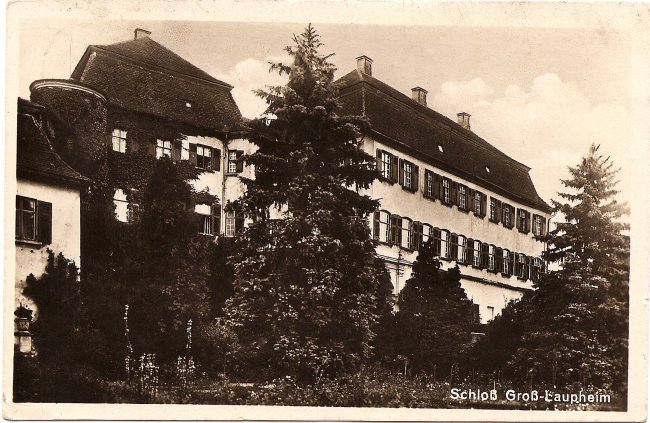 Schloß Groß-Laupheim (Vorderseite der Ansichtskarte)