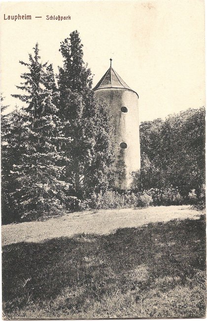 Laupheim - Schloßpark (Vorderseite der Ansichtskarte)