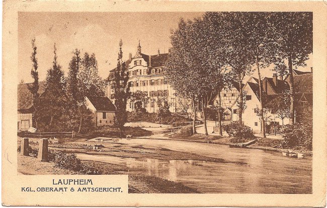 Laupheim Kgl. Oberamt u. Amtsgericht (Vorderseite der Ansichtskarte)