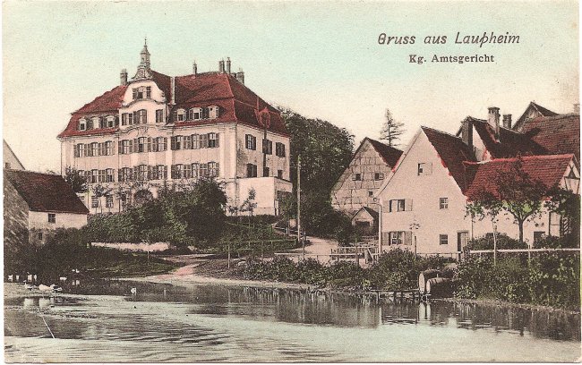 Gruß aus Laupheim Kg. Amtsgericht (Vorderseite der Ansichtskarte)