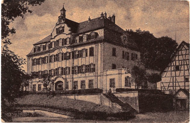 Schloss Kleinlaupheim (Vorderseite der Ansichtskarte)