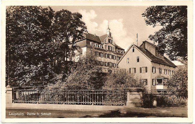 Laupheim Partie b. Schloß (Vorderseite der Ansichtskarte)