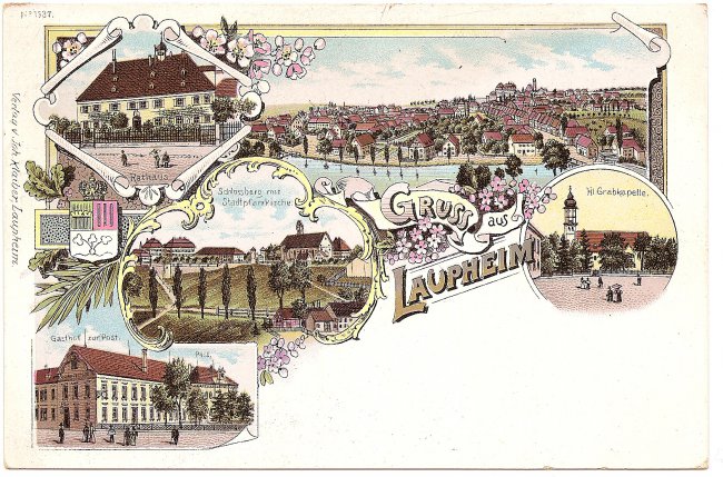 Gruß aus Laupheim (Vorderseite der Ansichtskarte)