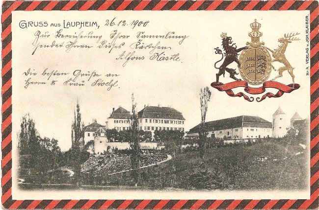 Gruß aus Laupheim (Vorderseite der Ansichtskarte)