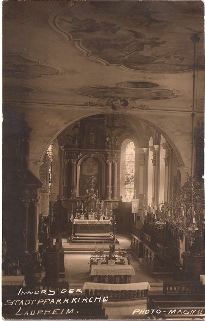 Inneres Der Stadtpfarrkirche Laupheim (Vorderseite der Ansichtskarte)