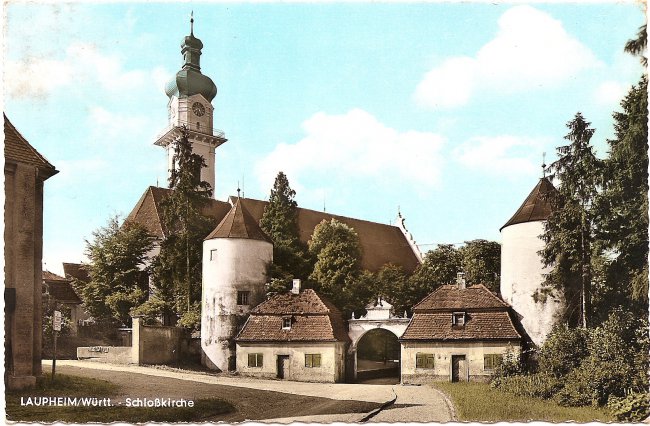 Laupheim/Württ. Schloßkirche (Vorderseite der Ansichtskarte)