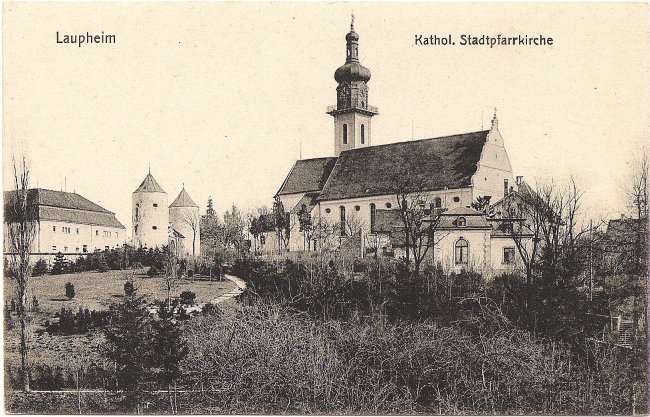 Laupheim Kathol. Stadtpfarrkirche (Vorderseite der Ansichtskarte)