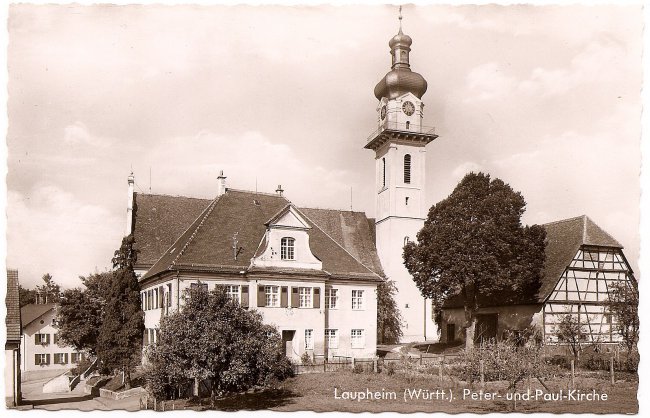 Laupheim (Württ.), Peter-und-Paul-Kirche (Vorderseite der Ansichtskarte)