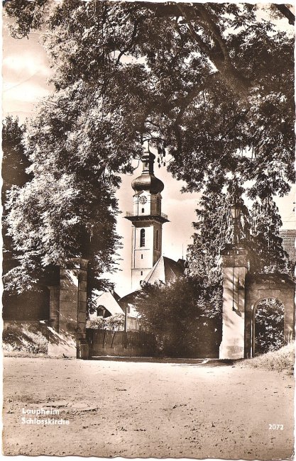 Laupheim Schlosskirche (Vorderseite der Ansichtskarte)