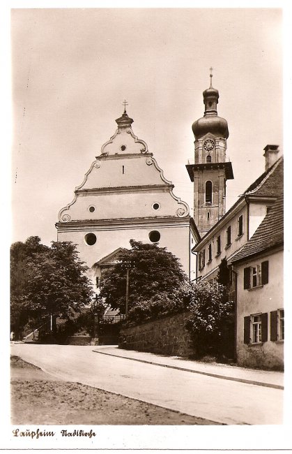 Laupheim Stadtkirche (Vorderseite der Ansichtskarte)