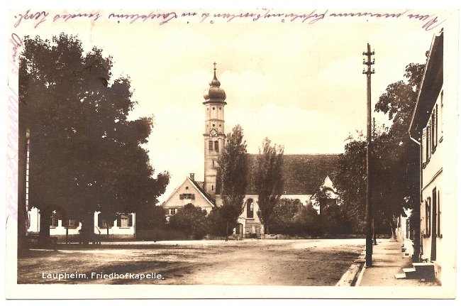 Laupheim, Friedhofkapelle (Vorderseite der Ansichtskarte)