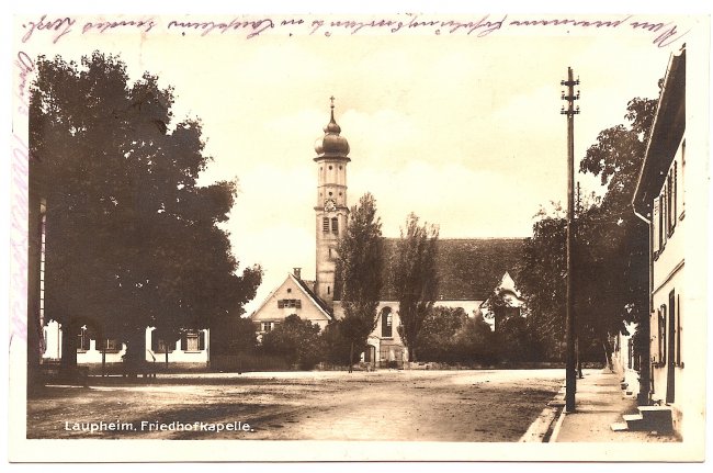 Laupheim, Friedhofkapelle (Vorderseite der Ansichtskarte)