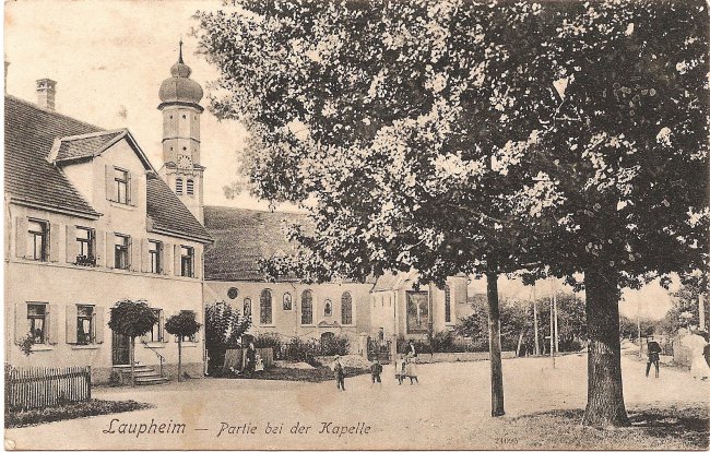 Laupheim - Partie bei der Kapelle (Vorderseite der Ansichtskarte)