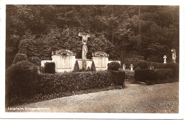 Laupheim, Kriegerdenkmal (Vorderseite der Ansichtskarte)