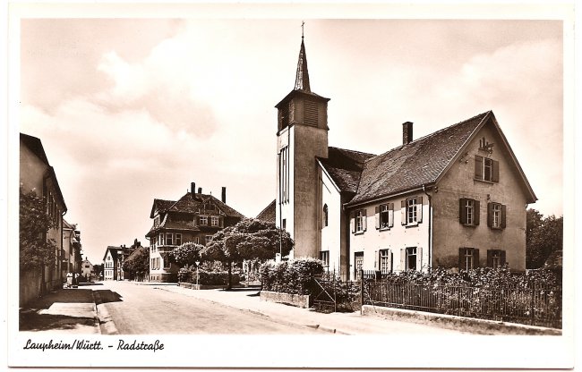 Laupheim/Württ. Radstraße (Vorderseite der Ansichtskarte)