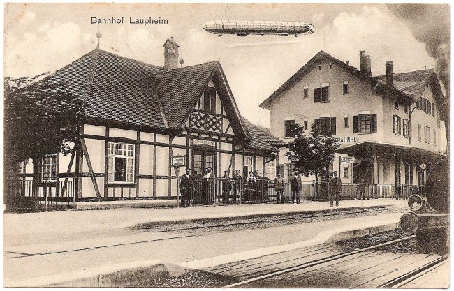 Bahnhof Laupheim (Vorderseite der Ansichtskarte)