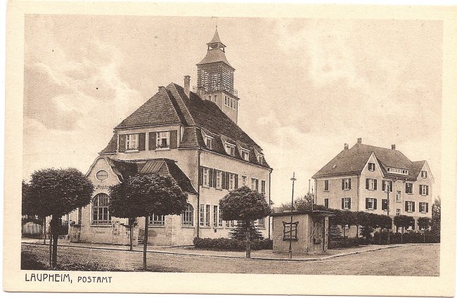 Laupheim, Postamt (Vorderseite der Ansichtskarte)