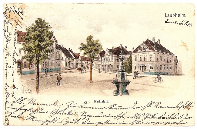 Laupheim, Marktplatz (Vorderseite der Ansichtskarte)