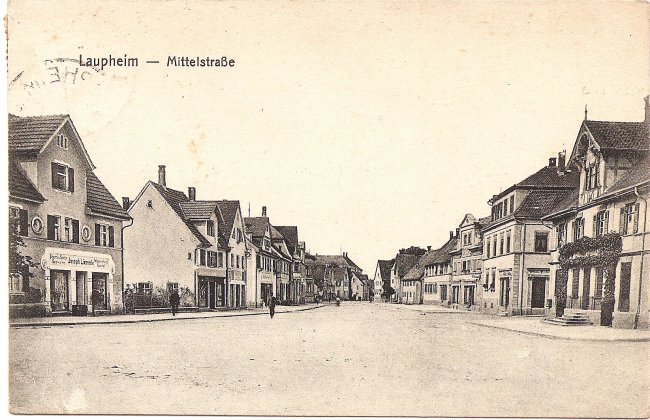 Laupheim - Mittelstraße (Vorderseite der Ansichtskarte)