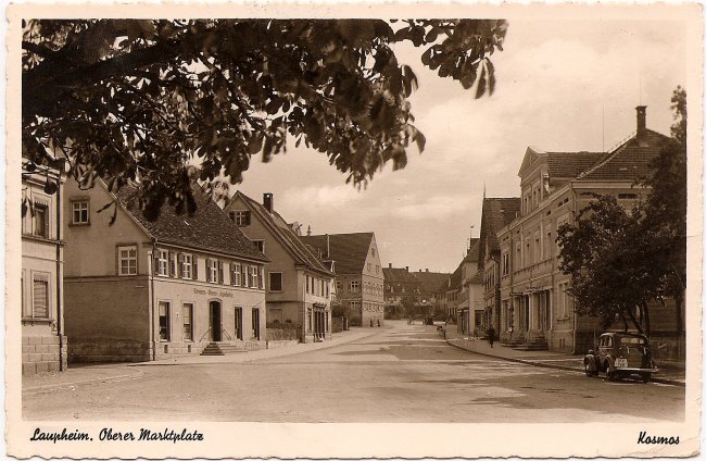 Laupheim, Oberer Marktplatz (Vorderseite der Ansichtskarte)