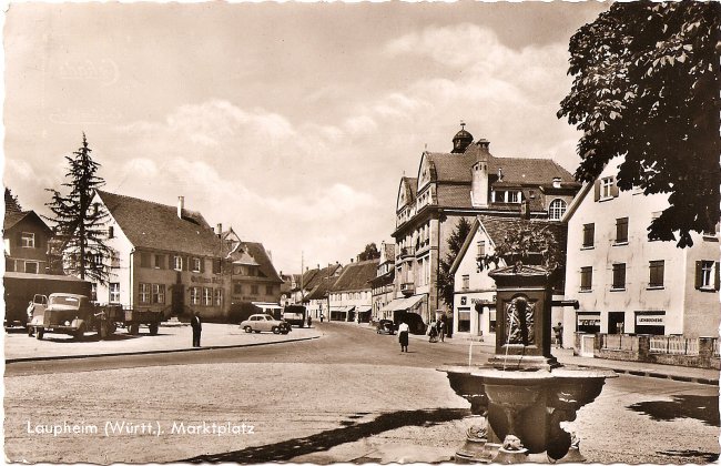 Laupheim (Württ.), Marktplatz (Vorderseite der Ansichtskarte)