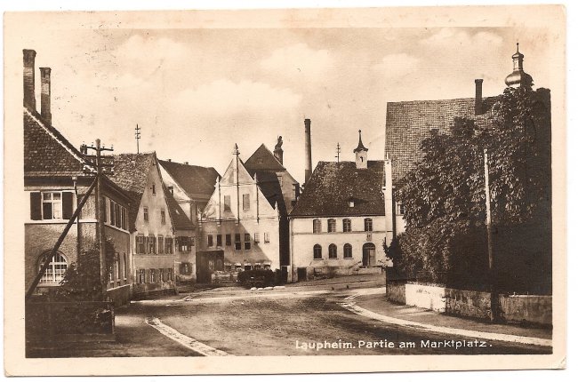 Laupheim, Partie am Marktplatz (Vorderseite der Ansichtskarte)