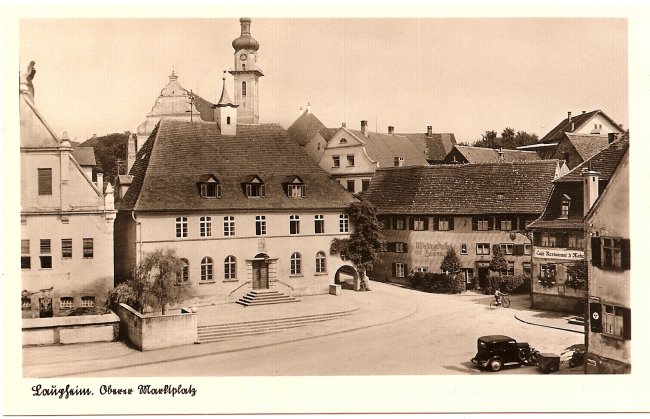 Laupheim, Oberer Marktplatz (Vorderseite der Ansichtskarte)