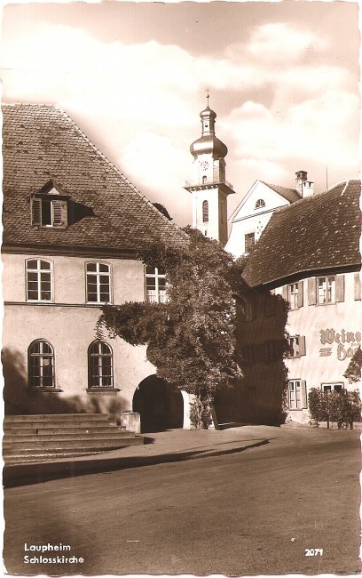 Laupheim, Schlosskirche (Vorderseite der Ansichtskarte)