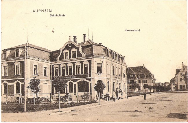 Laupheim, Bahnhofhotel (Vorderseite der Ansichtskarte)