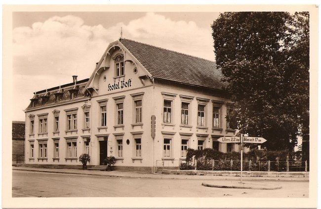 Hotel Post (Vorderseite der Ansichtskarte)