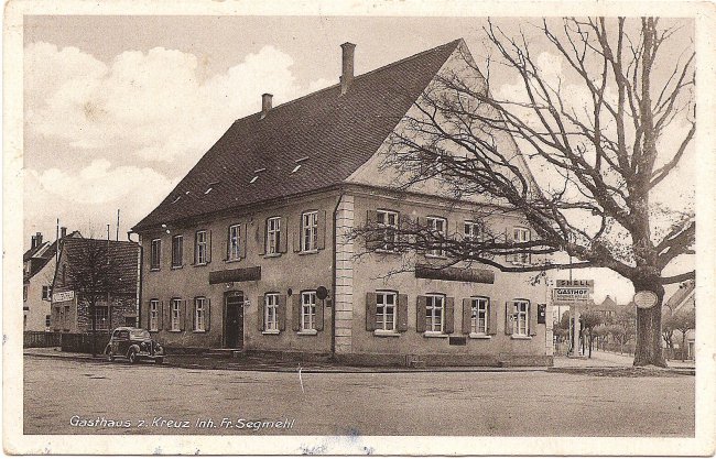 Gasthaus z. Kreuz (Vorderseite der Ansichtskarte)