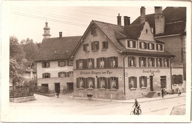 Gasthof und Metzgerei zum Wyse (Vorderseite der Ansichtskarte)