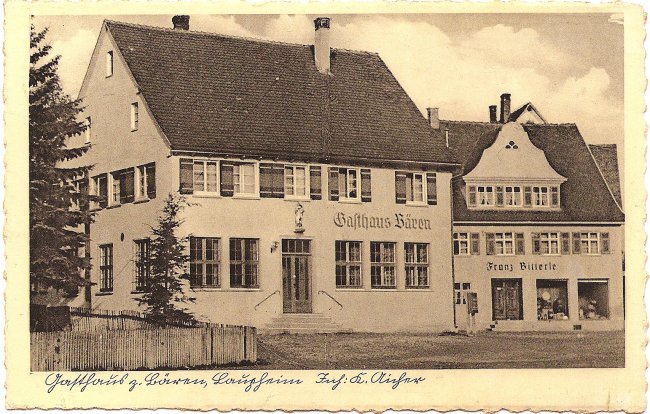 Gasthaus zum Bären, Laupheim (Vorderseite der Ansichtskarte)