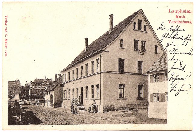 Laupheim, Kath. Vereinshaus (Vorderseite der Ansichtskarte)