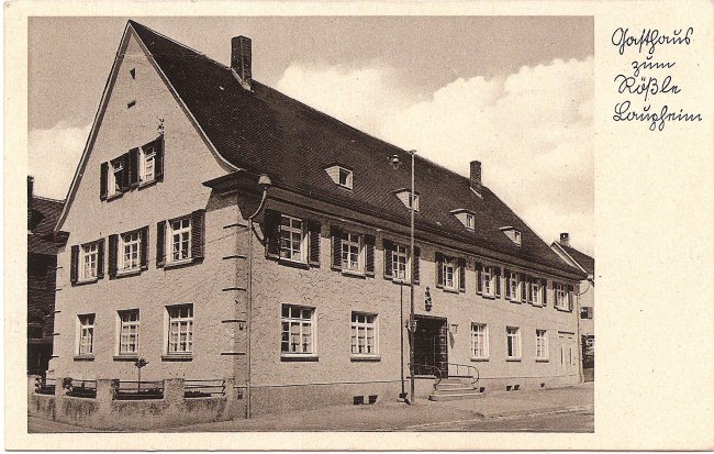 Gasthaus zum Rößle, Laupheim (Vorderseite der Ansichtskarte)